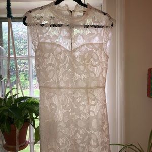 White high neck lace formal dress